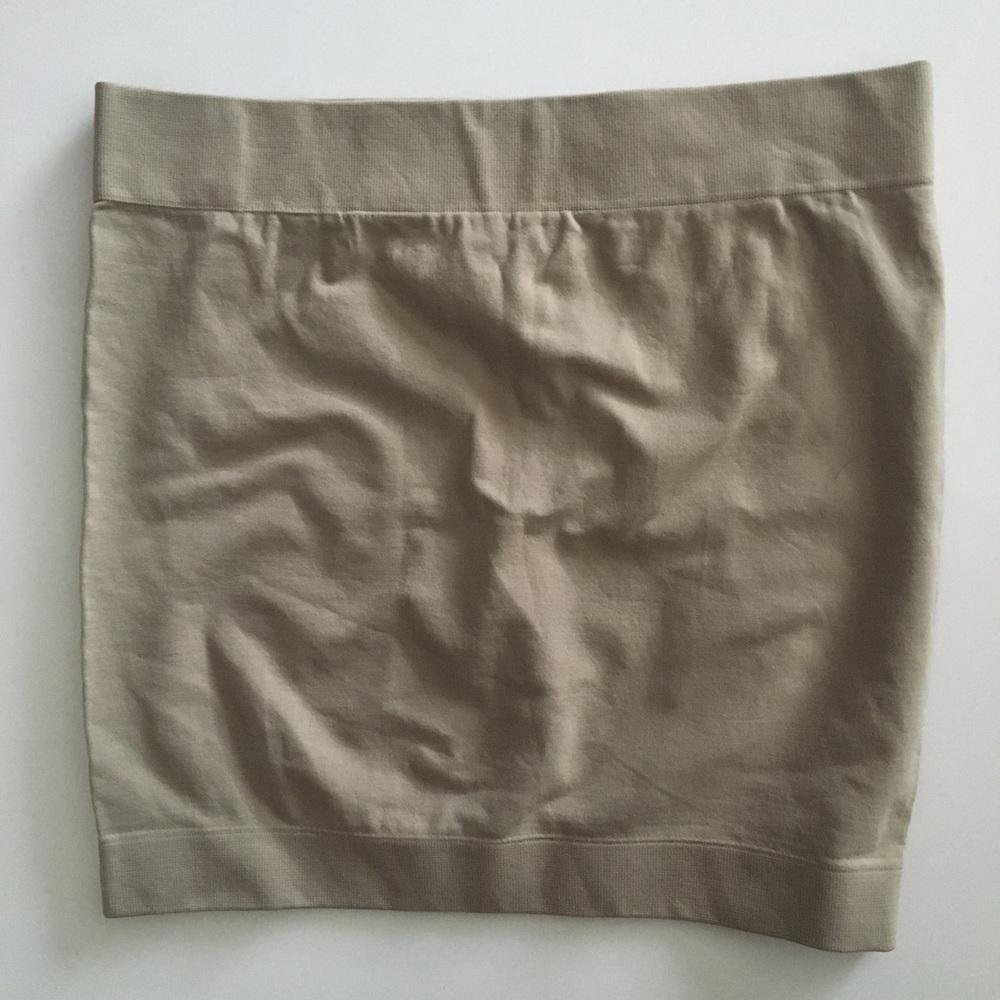 Vintage Express seamless stretch tube top in tan. One size